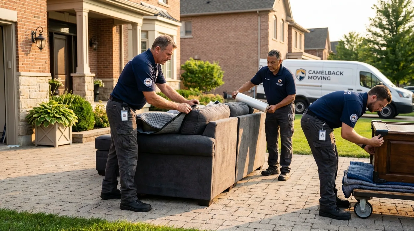 Large estate moving crew wrapping furniture in Philadelphia, NY